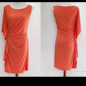 Calvin Klein Orange Sorbet Ruched One Shoulder Mini Dress Size 4